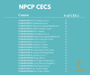 NPCP CEC's for Gyrotonic & Gyrokinesis Courses
